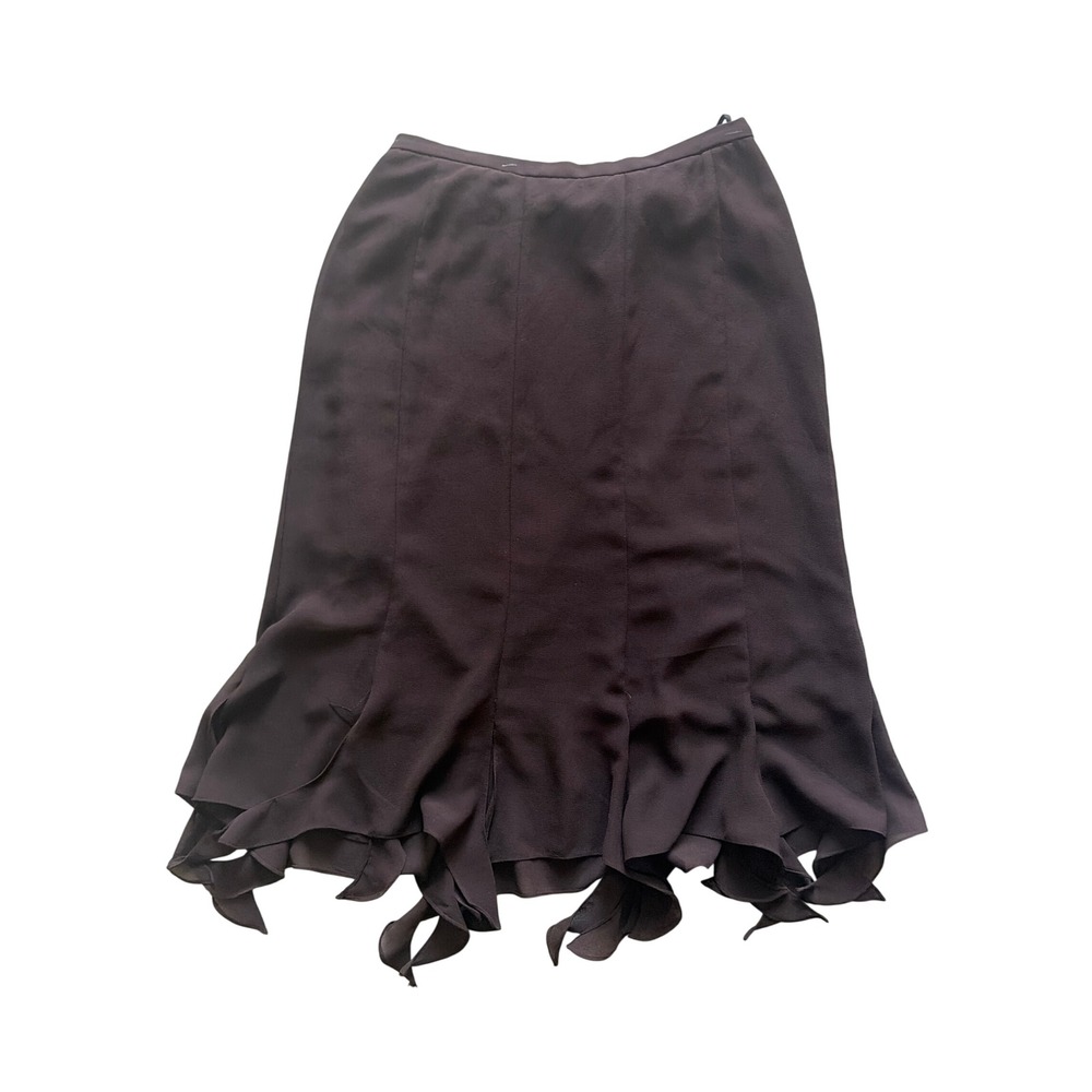 Midi Skirt Whimsigoth Fairycore Women 16W Brown Handkerchief Hem 11508